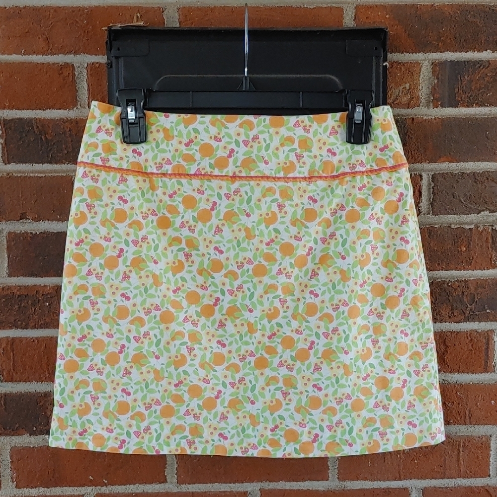 Vintage Lilly Pulitzer Linen Fruit (Oranges) Mini Skirt Size 6 (1002)